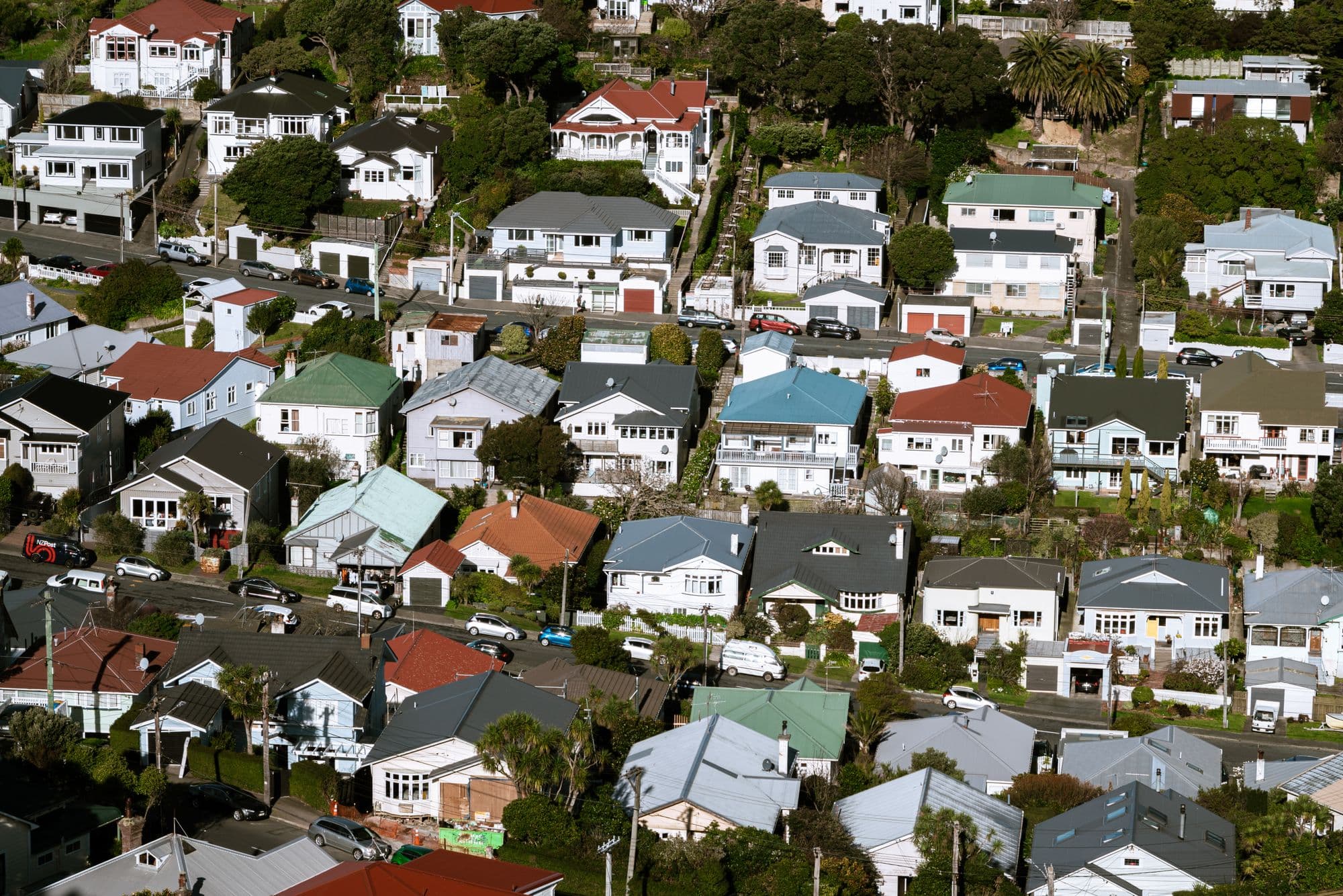 Aerial view of a residential neighbourhood