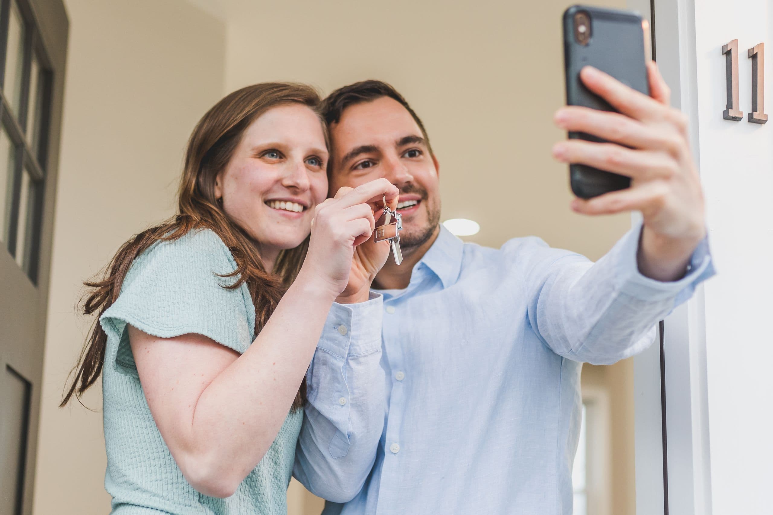 A couple outside a property they have sold
